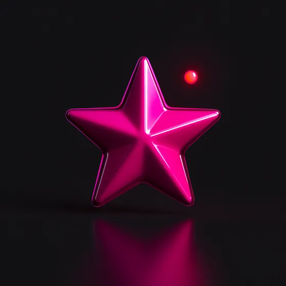 Glossy magenta star with a glowing live dot on a dark background